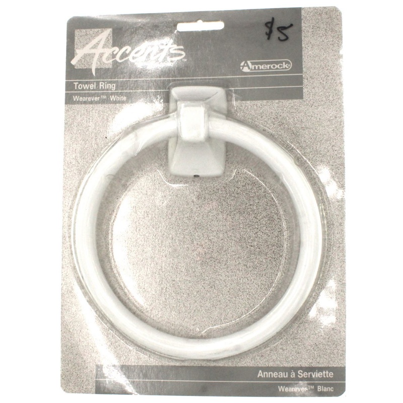 Amerock Accents White 6 Metal Bath Towel Ring Wall Mounted 52127