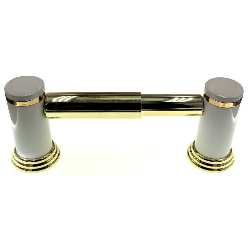 Amerock Accents White And Polished Brass Bath Toliet Tissue Paper Holder 52556