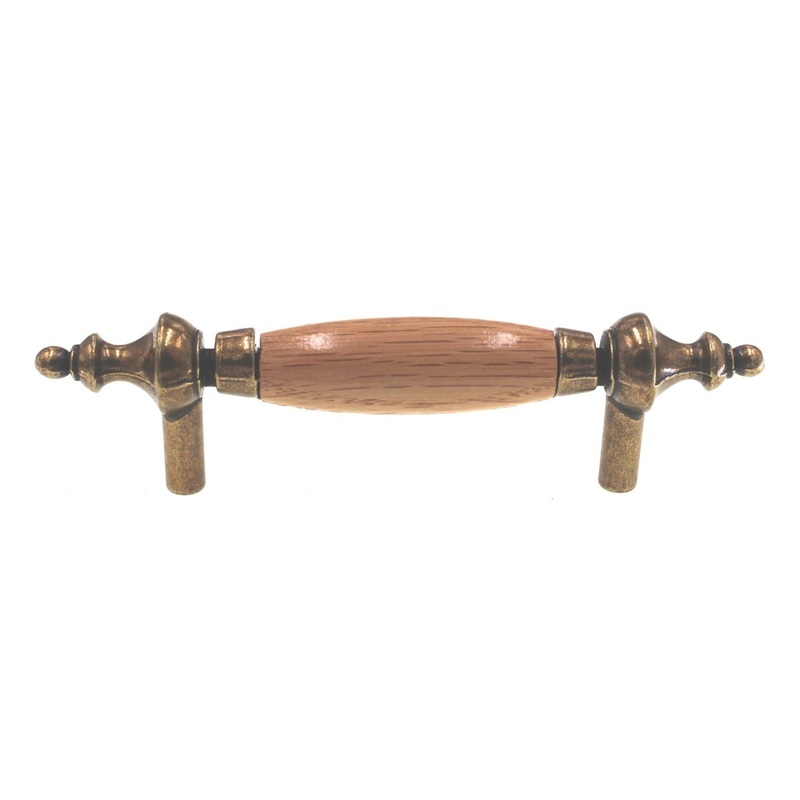 Amerock Allison Burnished Brass And Oak 3 Ctr. Wood Center Cabinet Pull 69139