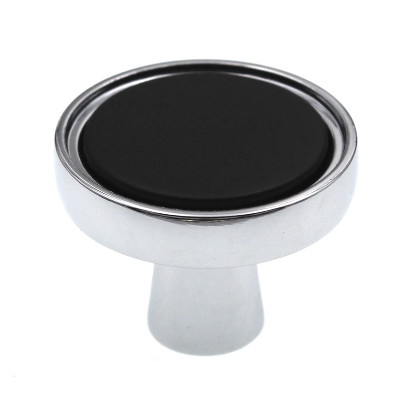 Amerock Destine 1 3/8 Cabinet Knob Matte Black Polished Chrome BP36857FB26