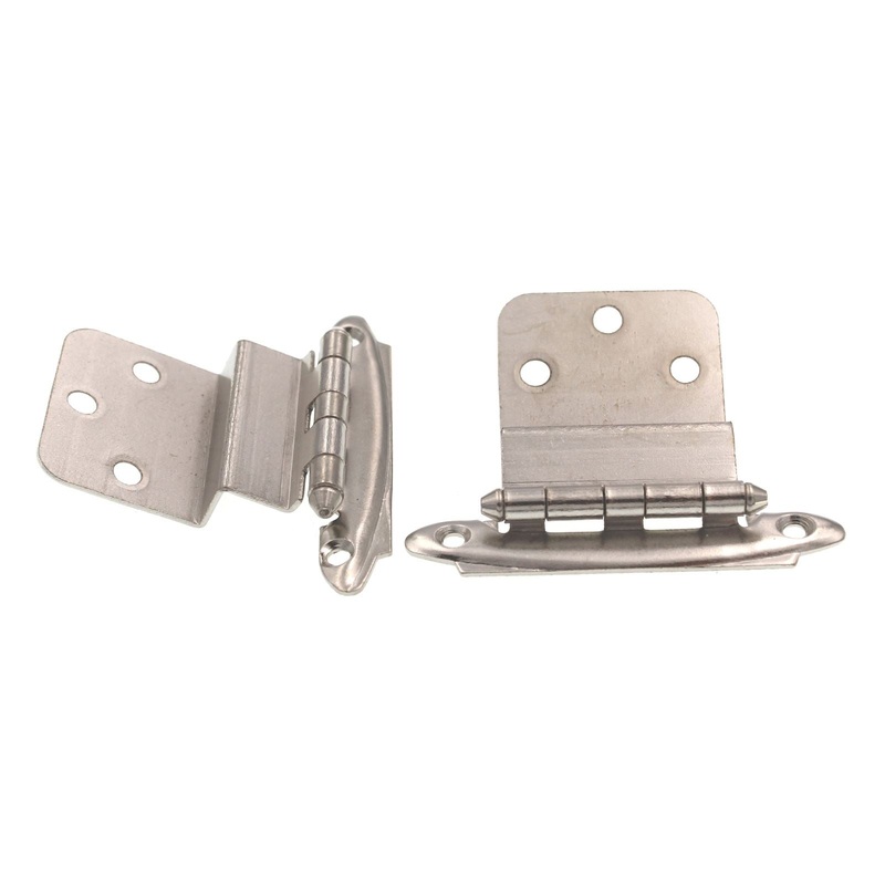 Pair of 3/8 Inset Hinges 1/2 Lip Overlay Face Mount Satin Nickel 15T-SN