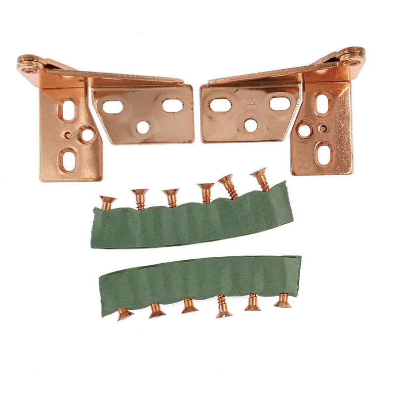 Set of Amerock Polished Copper Overlay Pin Pivot Hinges Top and Bottom E1242-40
