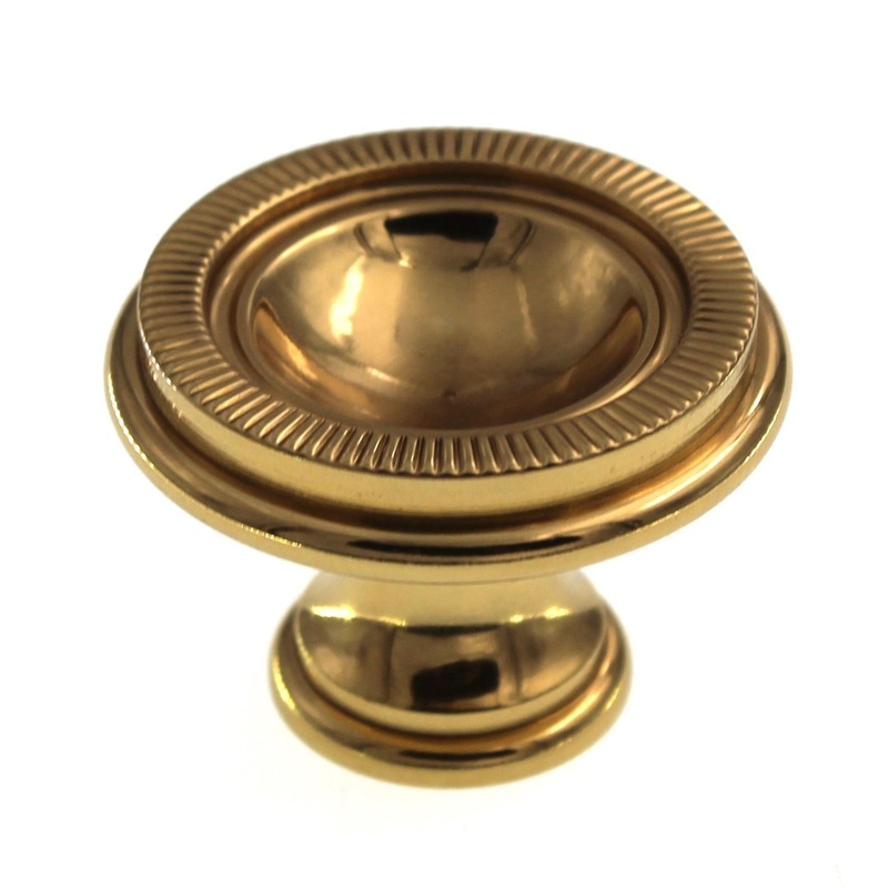 Solid Brass 1 3/8 Classic Brass Hutter Cabinet Knob 1171