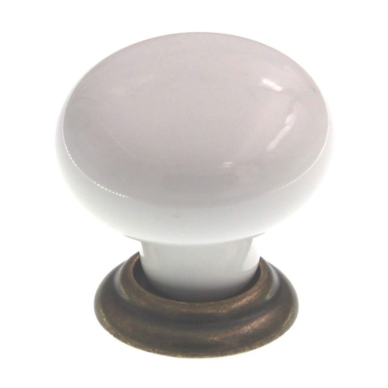 Top Knobs 1 3/8 Ceramic Chateau Mushroom Cabinet Knob White Bronze M108