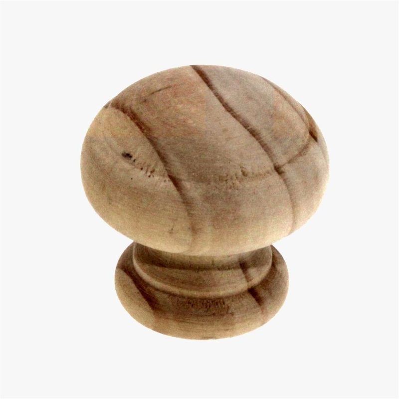 Ultra Unfinished Wood 1 1/4 Inch Cabinet Knob With Brass Insert 41450