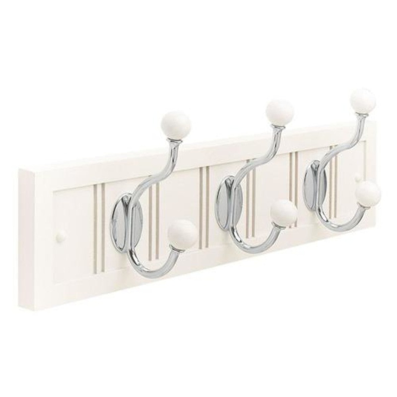 Amerock 18 Beadboard Coat and Hat Globe Hook Rack White Chrome H55640WW26