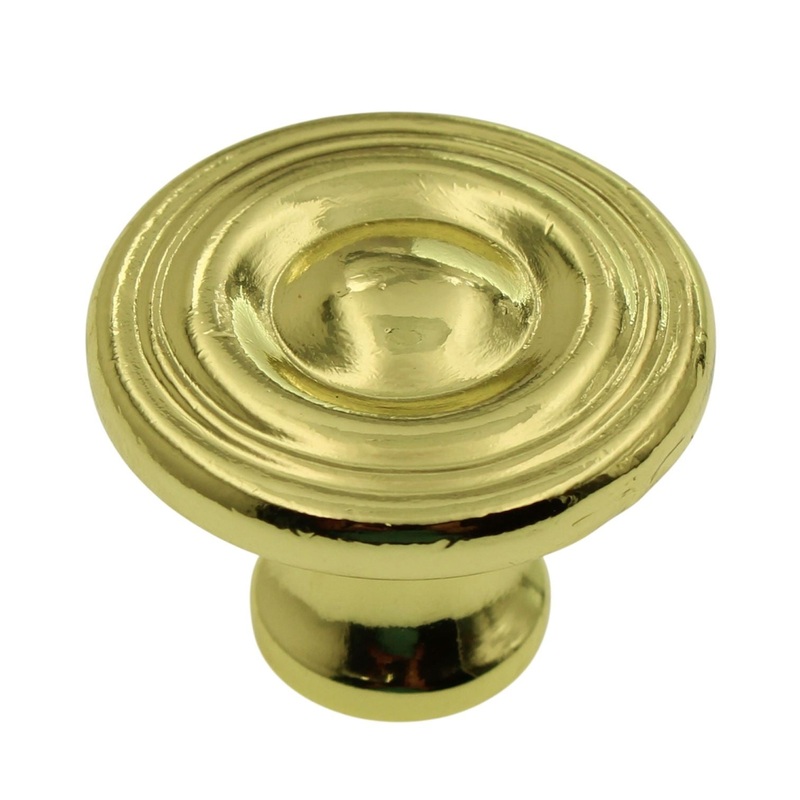 Belwith Conquest Polished Brass 1 3/16 Ridged Cabinet Knob P14402-3
