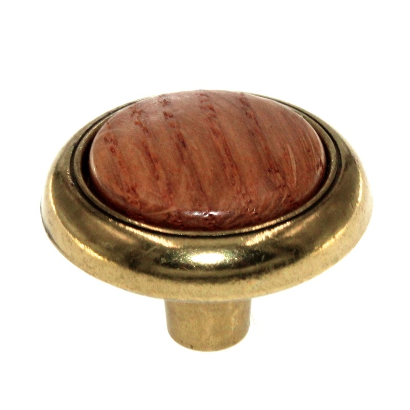 Belwith Woodgrain Brass Oak Wood Center 1 1/4 Round Cabinet Knob P706-OAK