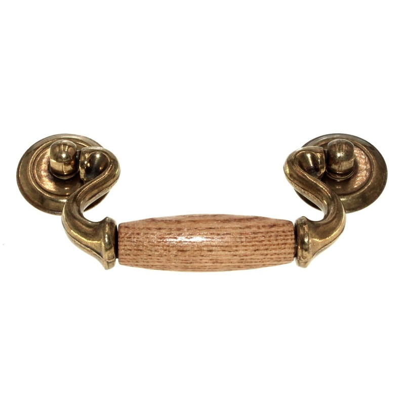 Belwith Woodgrain Lancaster Brass And Oak 3 Ctr. Drawer Bail Pull P8136-OAK