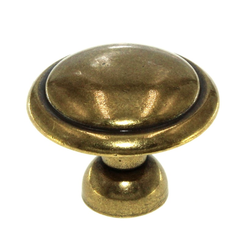 Hickory Hardware Conquest Lustre Brass 1 3/8 Ridged Cabinet Knob P14848-LB
