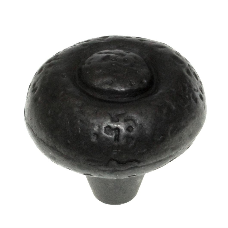 Hickory Hardware Refined Rustic Black Iron 1 1/2 Hammered Cabinet Knob P3003-BI