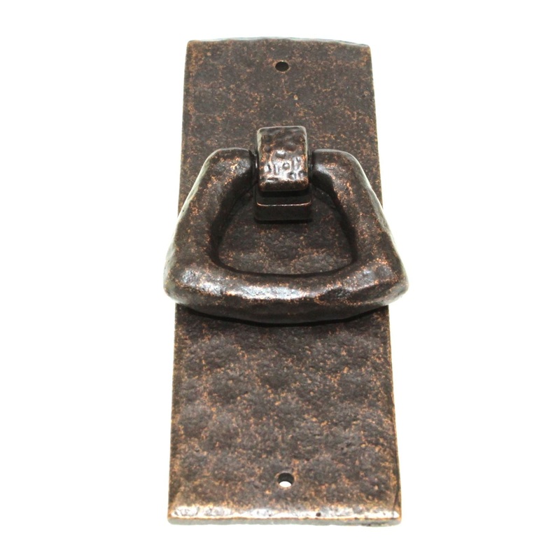 Keeler Kingston Antique Satin Bronze 3 3/4 Rustic Ring Pull With Backplate M86