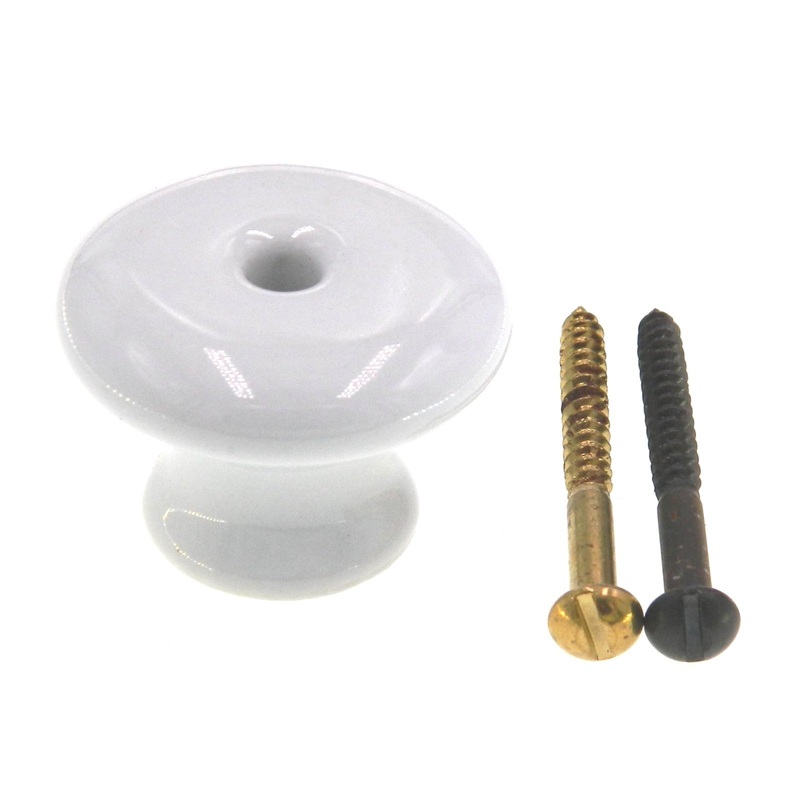 Amerock Allison White Ceramic 1 1/2 Cabinet Knob with Wood Screw 69109