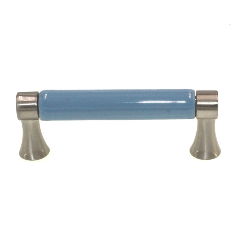 Betsy Fields Design Brushed Pewter Blue Ceramic Center 3 Ctr. Pull PBF455Y-SYB