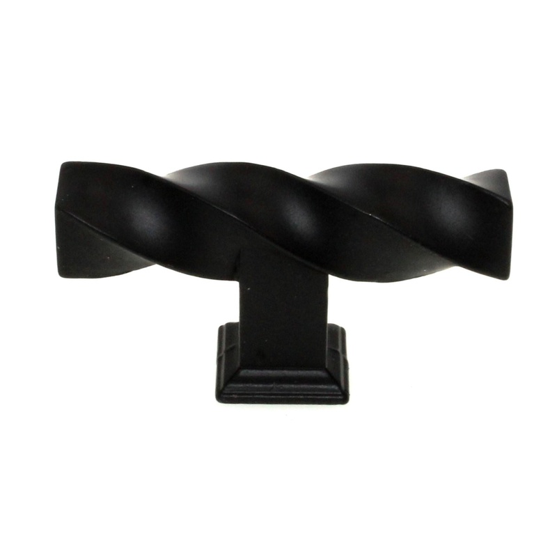 H-Select Iron Forge Black 2 1/2 Cabinet T-Bar Knob Rustic Twist K469-BL