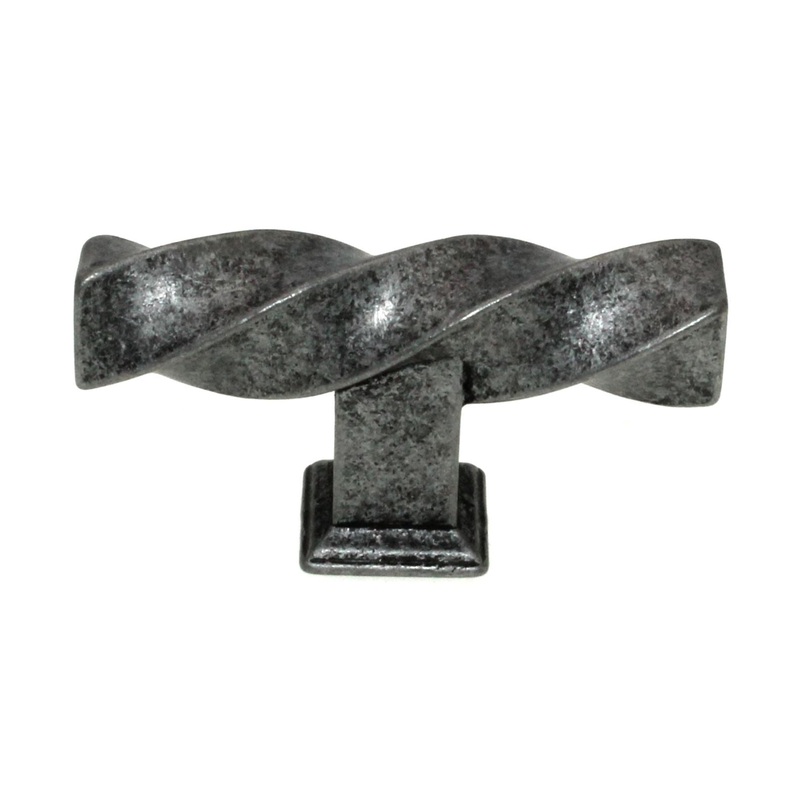 H-Select Iron Forge Pewter 2 1/2 Cabinet T-Bar Knob Rustic Twist K469-SIM
