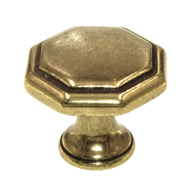 Hickory Hardware Conquest Lustre Brass 1 1/8 Octagon Cabinet Knob P14004-LB