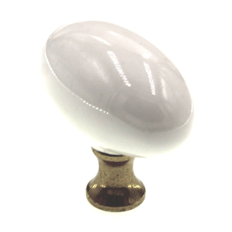 Hickory Hardware English Cozy White Polished Brass 1 1/2 Cabinet Knob P27-24