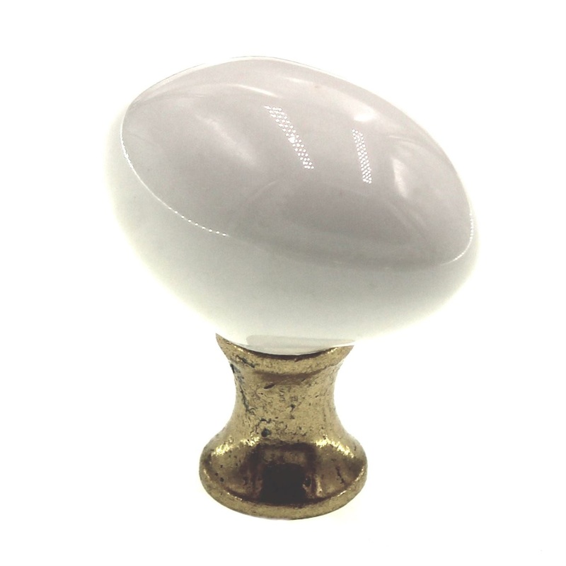 Hickory Hardware English Cozy White Polished Brass 1 1/4 Cabinet Knob P26-24