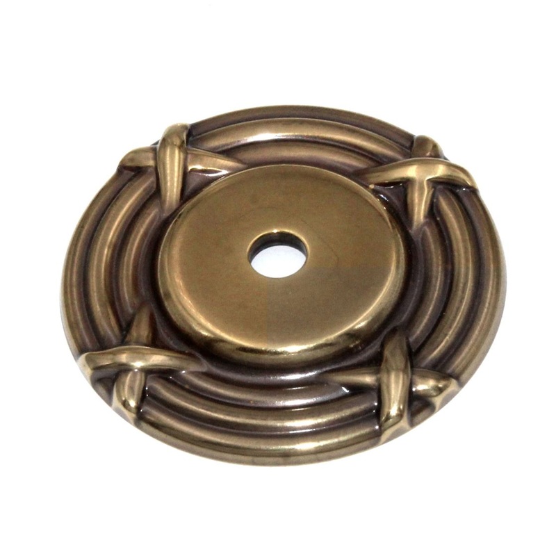 Keeler Ribbon & Reed Sherwood Antique Solid Brass 1 1/2 Knob Backplate M106