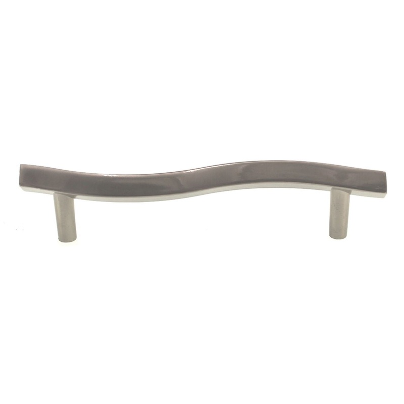 Liberty Angular Satin Nickel 3 3/4 (96mm) Ctr Curved Cabinet Bar Pull PN0403-SN