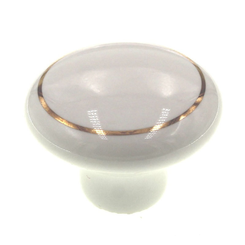 Liberty Ceramic White With Gold Circle 1 1/2 Round Cabinet Knob P40022V-WG