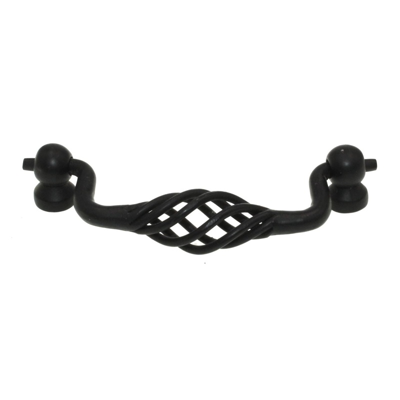 Liberty Forged Iron Black 3 3/4 (96mm) Ctr. Birdcage Bail Pull PN0527V-FB