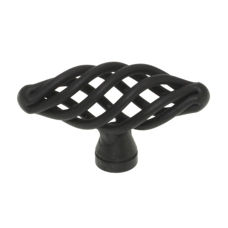 Liberty Forged Iron Flat Black 2 Birdcage Cabinet Knob PN0528V-FB-C7