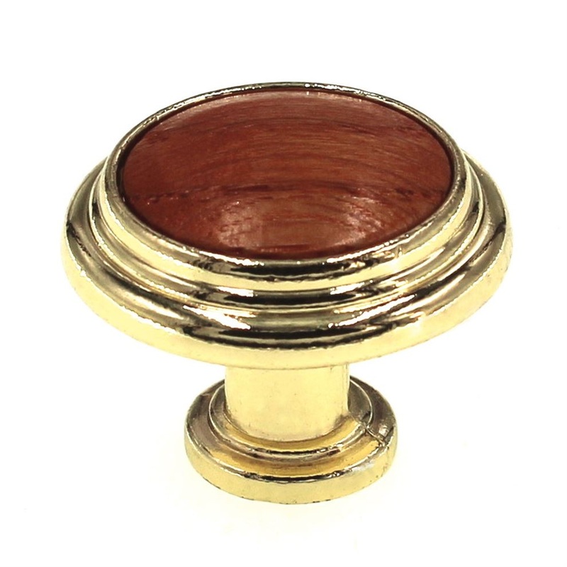 Liberty Polished Brass With Wood 1 1/4 Round Cabinet Knob P50084V-PB3-C