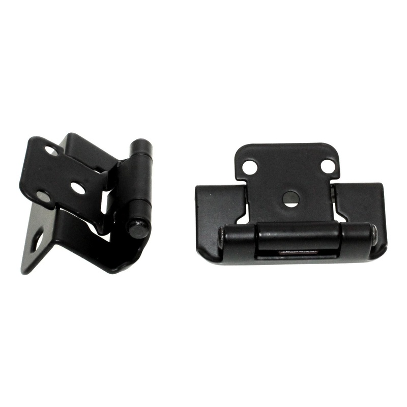 Pair Amerock BP7550-FB Replacement Hinges Black 1/2 Overlay Self-Closing Wrap