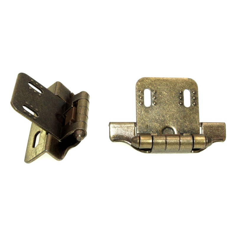 Pair Bommer Antique Brass 1/4 Overlay Adjustable Partial Wrap Hinges SCH102-AB