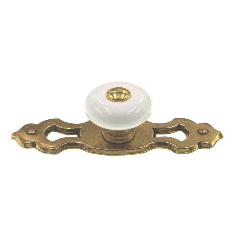 Belwith Tranquility 1 1/4 White Brass Cabinet Knob with Backplate P222-472-LP