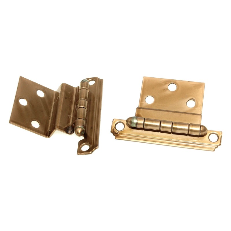 National Mfg. Dull Bronze 3/8 Inset Art Deco Face Cabinet Hinge 2 Pack V460D-10