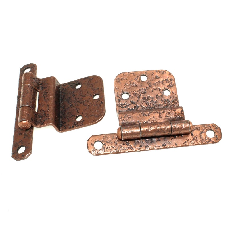 Pair McKinney Forged Iron Hammered 3/8 Inset Hinges Old Copper 12728-OC