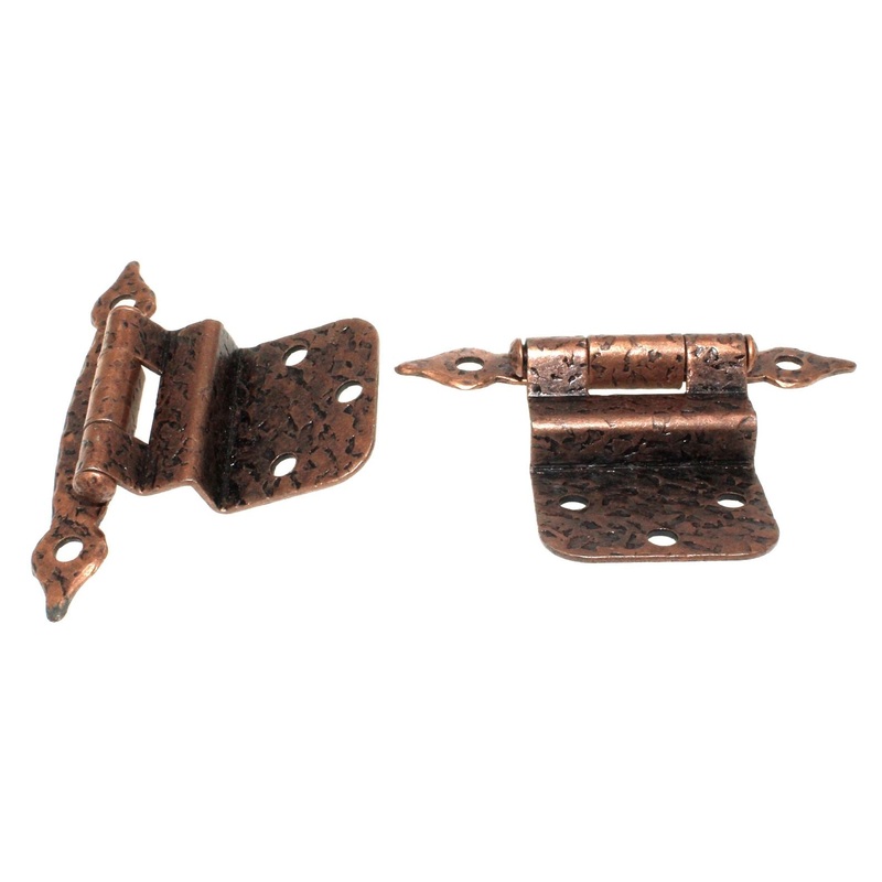 Pair McKinney Forged Iron Hammered 3/8 Inset Hinges Spade Tip Old Copper 728-OC