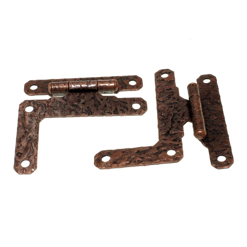 Pair McKinney Forged Iron Hammered 3/8 Offset HL Hinges Old Copper 525-OC