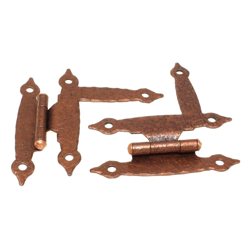 Pair McKinney Forged Iron Hammered 3/8 Offset HL Hinges Old Copper 625-OC