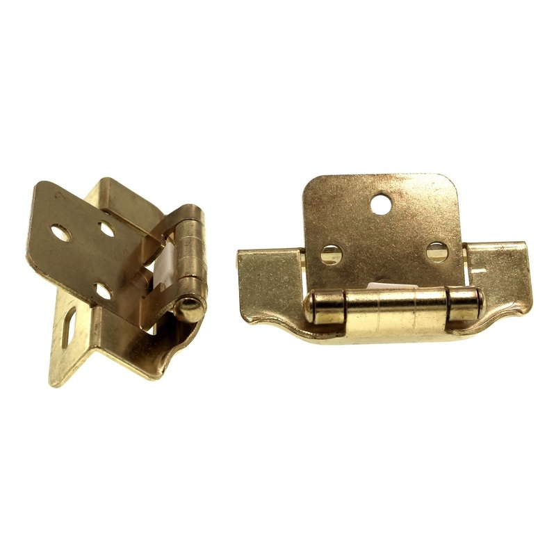 Pair Polished Brass Partial Wrap Hinges 1/2 Overlay Self-Closing AP 1294-PB