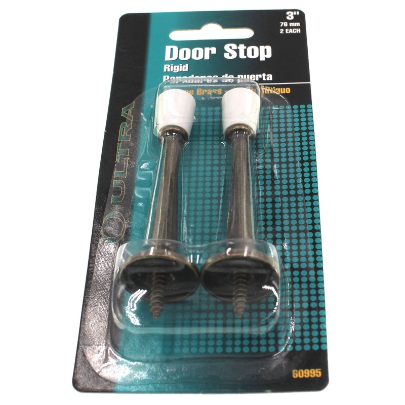 Ultra 3 Extra Heavy Duty Baseboard Door Stop Antique Brass 2 Pack 60995