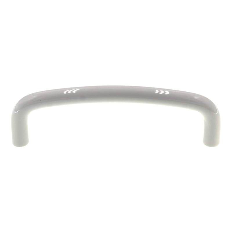 Ultra Hardware 3 1/2 Ctr. Solid Brass Curved Cabinet Wire Pull White 59168