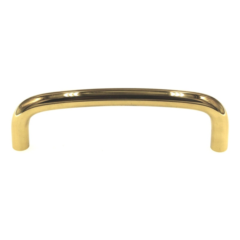 Ultra Hardware 3 1/2 Ctr. Solid Brass Curved Wire Pull Polished Brass 59172