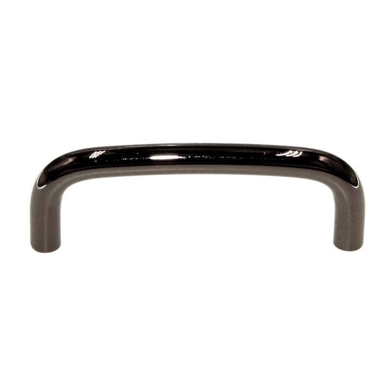 Ultra Hardware 3 Ctr. Solid Brass Curved Cabinet Wire Pull Black Nickel 59188