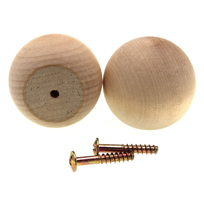Belwith 2 Pack Natural Woodcraft 2 Round Ball Knob Unfinished Wood P182-UW