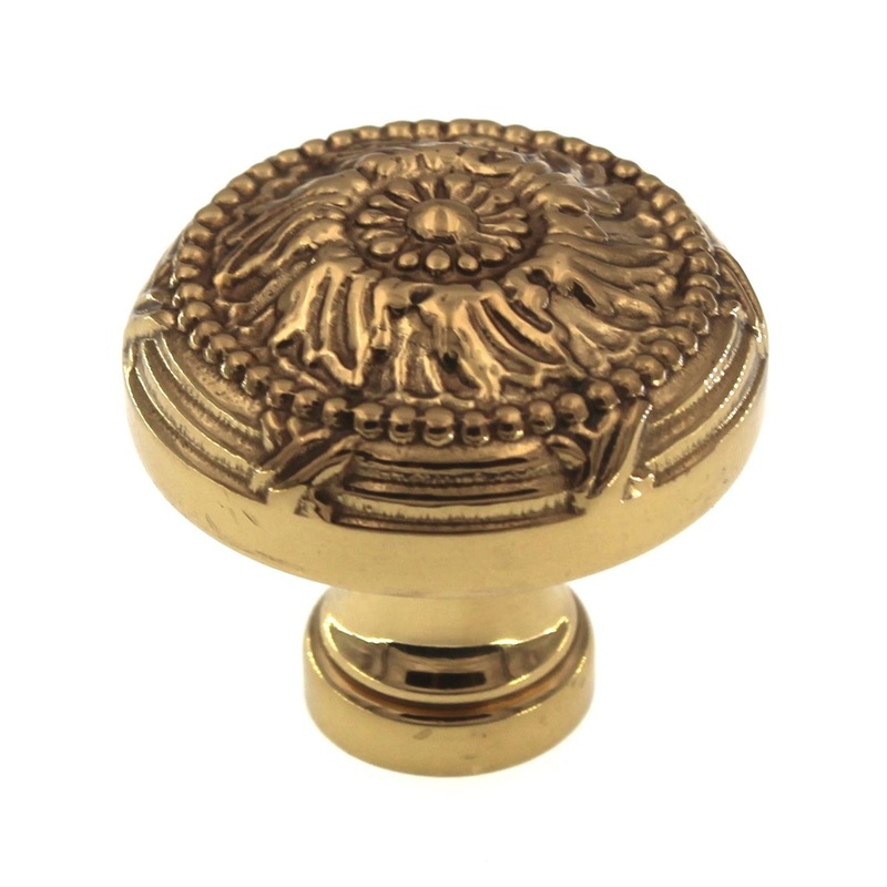 Belwith Keeler Ribbon & Reed 1 1/4 Round Knob Polished Brass Solid Brass M2