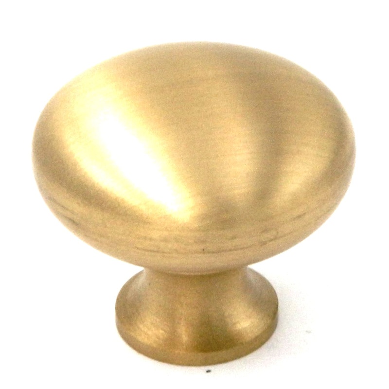 BK13-04 Satin Brass Solid Brass 1 1/4 Mushroom Cabinet Knobs Pulls Keeler