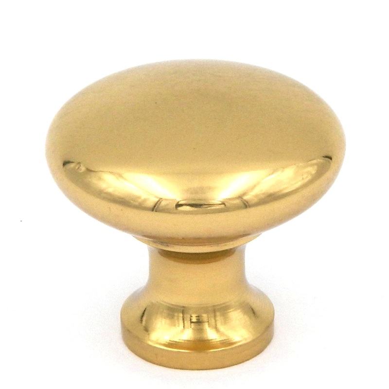 BK13-3 Polished Brass Solid Brass 1 1/4 Mushroom Cabinet Knob Pulls Keeler