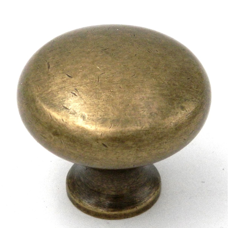 BK13-AB Antique Brass Solid Brass 1 1/4 Cabinet Knob Pull Belwith Hickory
