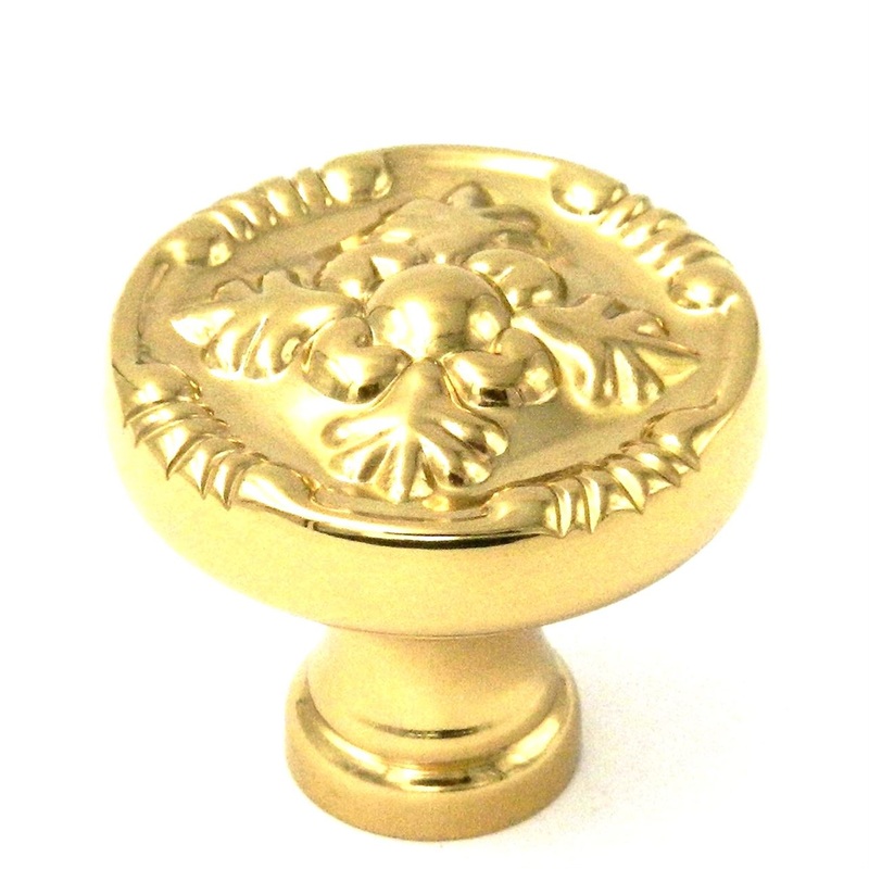 F6 Polished Brass 1 1/4 Solid Brass Cabinet Knob Pulls Keeler Richelieu