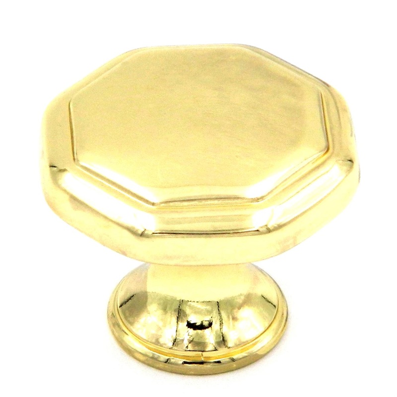 P14004-3 Polished Brass 1 1/8 Octagon Cabinet Knobs Belwith Hickory Conquest