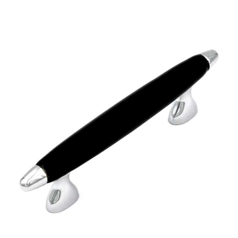 P3393-CHB Chrome 3 3/4cc Cabinet Handles Pulls, Black Center Belwith Aero
